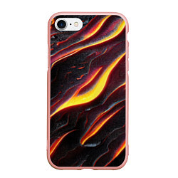 Чехол iPhone 7/8 матовый Огонь сквозь расколы в плите как магическая лава, цвет: 3D-светло-розовый