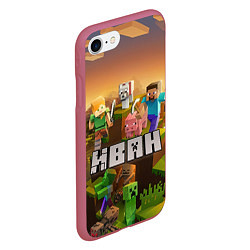 Чехол iPhone 7/8 матовый Иван Minecraft, цвет: 3D-малиновый — фото 2