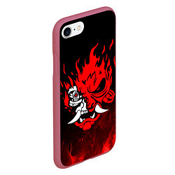 Чехол iPhone 7/8 матовый Cyberpunk 2077 - Логотип в огне, цвет: 3D-малиновый — фото 2