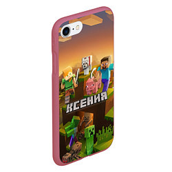 Чехол iPhone 7/8 матовый Ксения Minecraft, цвет: 3D-малиновый — фото 2