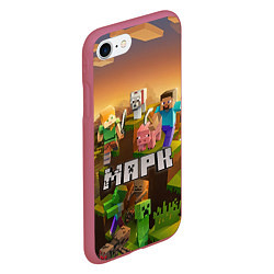 Чехол iPhone 7/8 матовый Марк Minecraft, цвет: 3D-малиновый — фото 2