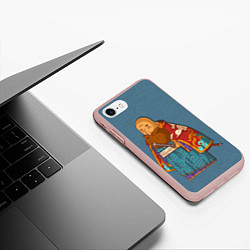 Чехол iPhone 7/8 матовый Лысый самурай, цвет: 3D-светло-розовый — фото 2