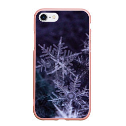 Чехол iPhone 7/8 матовый Снежинки макро фото, цвет: 3D-светло-розовый