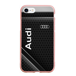 Чехол iPhone 7/8 матовый Audi карбон, цвет: 3D-светло-розовый