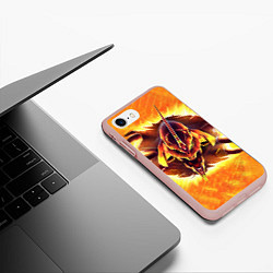 Чехол iPhone 7/8 матовый Evangelion fire, цвет: 3D-светло-розовый — фото 2