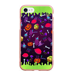 Чехол iPhone 7/8 матовый RIP halloween, цвет: 3D-светло-розовый