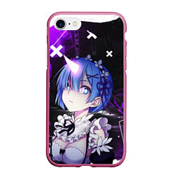 Чехол iPhone 7/8 матовый Rem - ReZero - Абстракция, цвет: 3D-малиновый