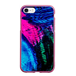 Чехол iPhone 7/8 матовый Неоновые краски - абстракция, цвет: 3D-малиновый