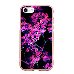 Чехол iPhone 7/8 матовый Цветочки арт, цвет: 3D-светло-розовый