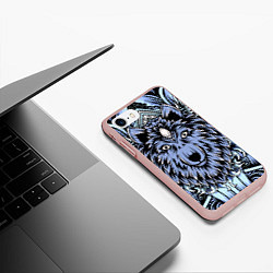 Чехол iPhone 7/8 матовый Изображение волка, цвет: 3D-светло-розовый — фото 2