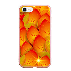 Чехол iPhone 7/8 матовый Осенние желтые листья, цвет: 3D-светло-розовый