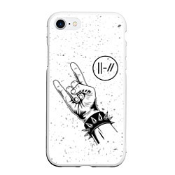 Чехол iPhone 7/8 матовый Twenty One Pilots и рок символ, цвет: 3D-белый