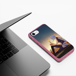 Чехол iPhone 7/8 матовый Грустная Люси, цвет: 3D-малиновый — фото 2