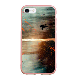 Чехол iPhone 7/8 матовый Светло-синий абстрактный фон и брызки красок, цвет: 3D-светло-розовый