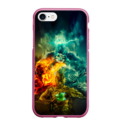 Чехол iPhone 7/8 матовый 4 элемента - природные стихии, цвет: 3D-малиновый