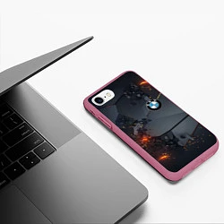 Чехол iPhone 7/8 матовый BMW explosion, цвет: 3D-малиновый — фото 2