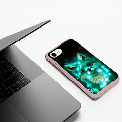 Чехол iPhone 7/8 матовый Неоновый лис, цвет: 3D-светло-розовый — фото 2