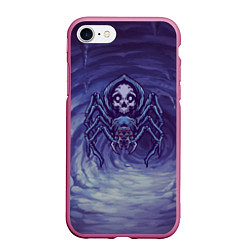 Чехол iPhone 7/8 матовый Смертельный паук с черепом, цвет: 3D-малиновый