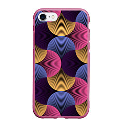 Чехол iPhone 7/8 матовый Абстрактные полосы - оптическая иллюзия, цвет: 3D-малиновый