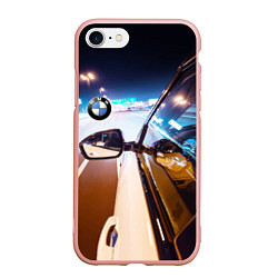 Чехол iPhone 7/8 матовый Бэха мчится по ночному городу, цвет: 3D-светло-розовый