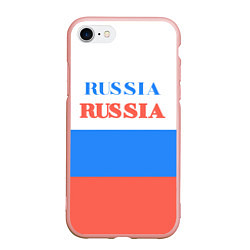 Чехол iPhone 7/8 матовый Цвета флага России Russia, цвет: 3D-светло-розовый