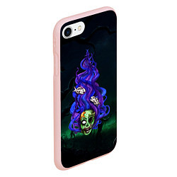 Чехол iPhone 7/8 матовый Зомби - русалка, цвет: 3D-светло-розовый — фото 2