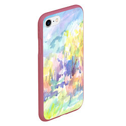Чехол iPhone 7/8 матовый Золотая осень акварель, цвет: 3D-малиновый — фото 2