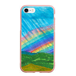 Чехол iPhone 7/8 матовый Летний дождь радуга, цвет: 3D-светло-розовый