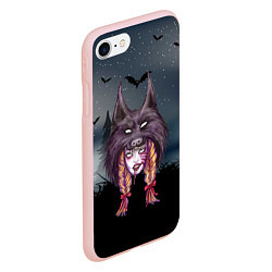 Чехол iPhone 7/8 матовый Девушка в скальпеле волка, цвет: 3D-светло-розовый — фото 2