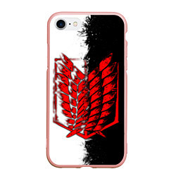 Чехол iPhone 7/8 матовый Атака титанов - Красный Разведкорпус, цвет: 3D-светло-розовый