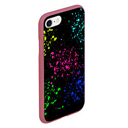 Чехол iPhone 7/8 матовый Брызги неоновых красок, цвет: 3D-малиновый — фото 2