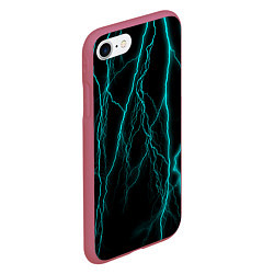 Чехол iPhone 7/8 матовый Неоновые молнии, цвет: 3D-малиновый — фото 2