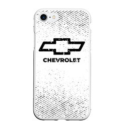 Чехол iPhone 7/8 матовый Chevrolet с потертостями на светлом фоне, цвет: 3D-белый