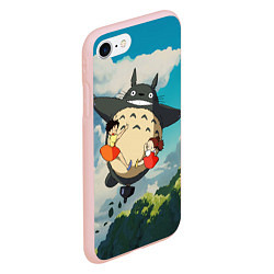 Чехол iPhone 7/8 матовый Flight Totoro, цвет: 3D-светло-розовый — фото 2