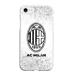 Чехол iPhone 7/8 матовый AC Milan с потертостями на светлом фоне, цвет: 3D-белый