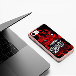 Чехол iPhone 7/8 матовый Slipknot red blood, цвет: 3D-светло-розовый — фото 2