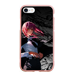 Чехол iPhone 7/8 матовый Демон контроля : Человек бензопила, цвет: 3D-светло-розовый