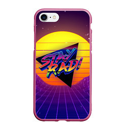 Чехол iPhone 7/8 матовый Retro wave sun, цвет: 3D-малиновый