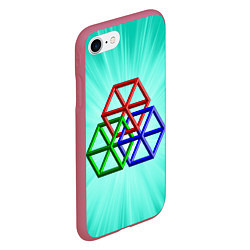 Чехол iPhone 7/8 матовый Невозможная геометрия - оптическая иллюзия, цвет: 3D-малиновый — фото 2