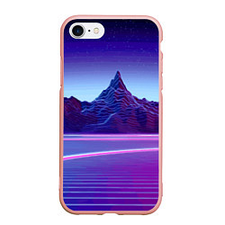 Чехол iPhone 7/8 матовый Neon mountains - Vaporwave, цвет: 3D-светло-розовый