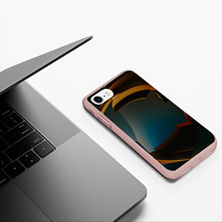 Чехол iPhone 7/8 матовый Абстрактные золотые механизмы, цвет: 3D-светло-розовый — фото 2