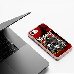 Чехол iPhone 7/8 матовый Slipknot rock, цвет: 3D-светло-розовый — фото 2