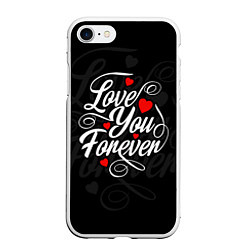 Чехол iPhone 7/8 матовый Love you forever, hearts, patterns, цвет: 3D-белый