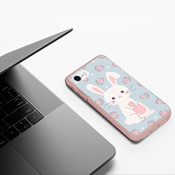 Чехол iPhone 7/8 матовый Маленький зайчонок, цвет: 3D-светло-розовый — фото 2