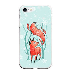 Чехол iPhone 7/8 матовый Лисица в снежном лесу, цвет: 3D-белый