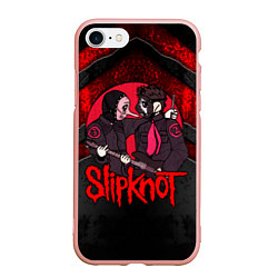 Чехол iPhone 7/8 матовый Slipknot black and red, цвет: 3D-светло-розовый