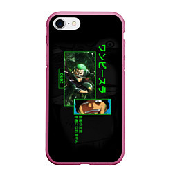 Чехол iPhone 7/8 матовый One Piece: Zoro, цвет: 3D-малиновый