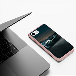 Чехол iPhone 7/8 матовый Бэха на ночной гоночной трассе - M Performance, цвет: 3D-светло-розовый — фото 2