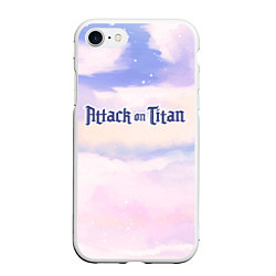 Чехол iPhone 7/8 матовый Attack on Titan sky clouds, цвет: 3D-белый