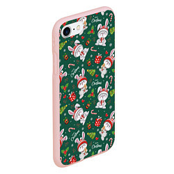 Чехол iPhone 7/8 матовый Merry Christmas Rabbit 2023, цвет: 3D-светло-розовый — фото 2